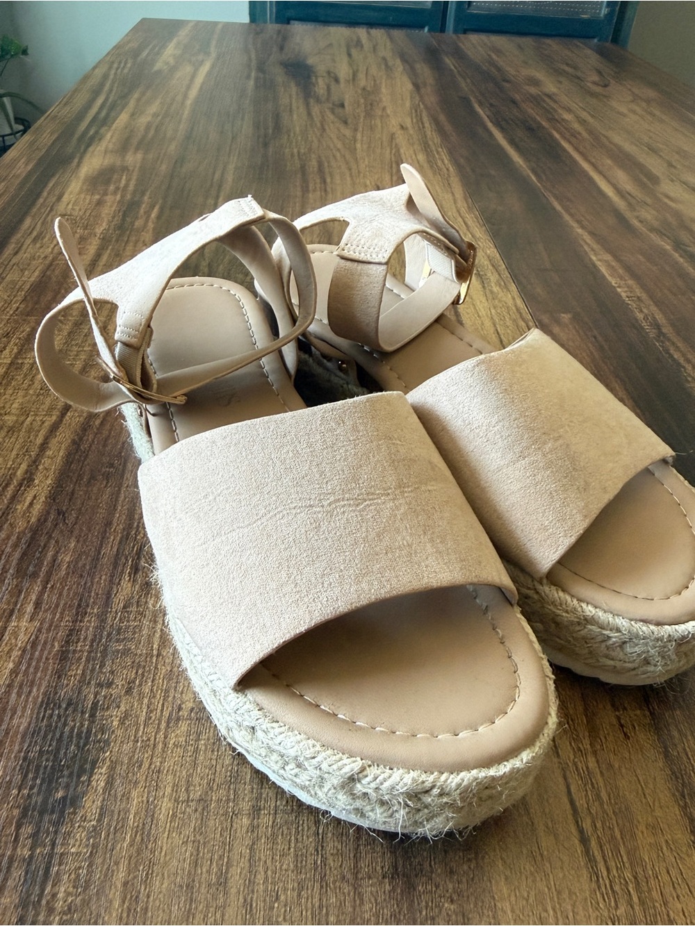 Dream Pairs Nude Suede Espadrille Platform Sandals